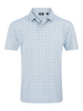 FootJoy Gamer Print Pique Polo Shirt (Athletic Fit) - Wht/Stl Blu/Nvy/Seafoam