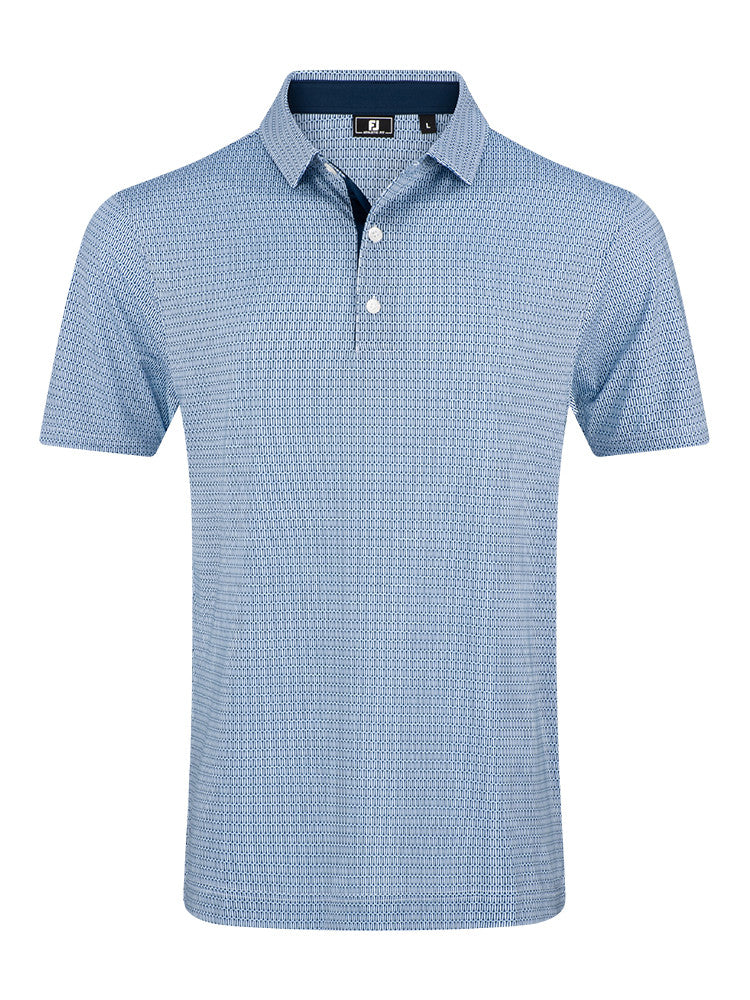 FootJoy Tee Geo Print Lisle Polo Shirt (Athletic Fit) - Navy