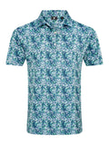 FootJoy Garden Print Lisle Polo Shirt (Athletic Fit) - Navy