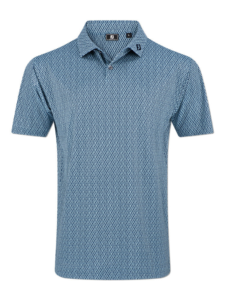FootJoy Modernist Geo Pique Polo Shirt (Athletic Fit) - Steel Blue/Navy