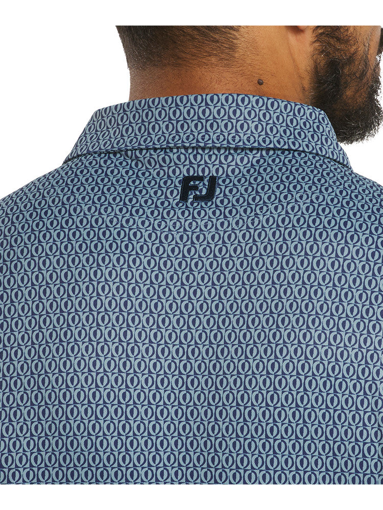 FootJoy Modernist Geo Pique Polo Shirt (Athletic Fit) - Steel Blue/Navy