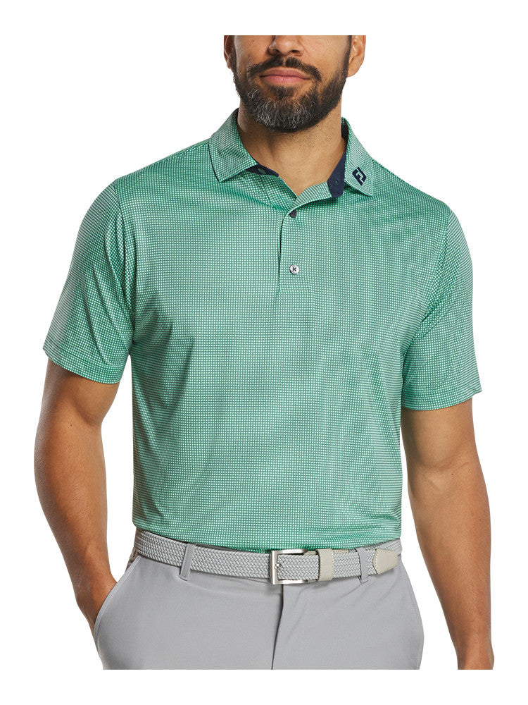 FootJoy Circle Foulard Lisle Polo Shirt (Athletic Fit) - Seafoam/Navy