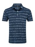 FootJoy Ikat Stripe Lisle Polo Shirt - Navy