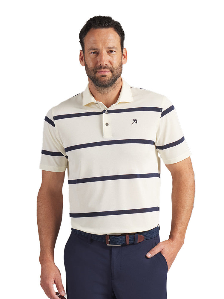 Puma x Arnold Palmer Pique Stripe Polo - Lemon Butter/Deep Navy
