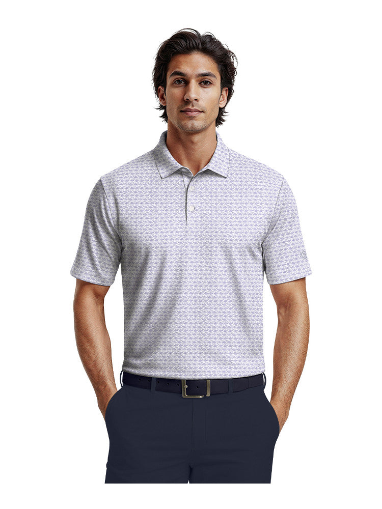 Ben Hogan Textured Flamingo Print Polo - Jacaranda
