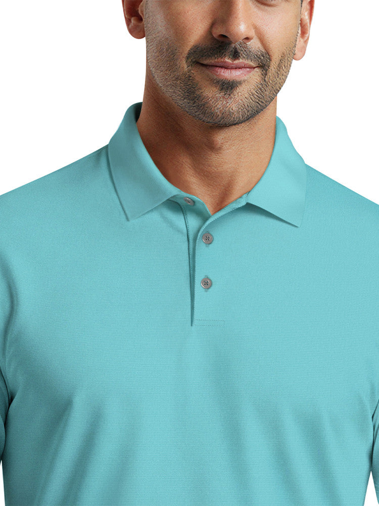Ben Hogan Mini Ottoman Textured Polo Shirt - Blue Curacao