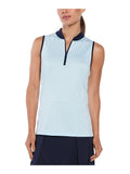 Ben Hogan Women's 1/4-Zip Sleeveless Rib Polo - Cooling Spray