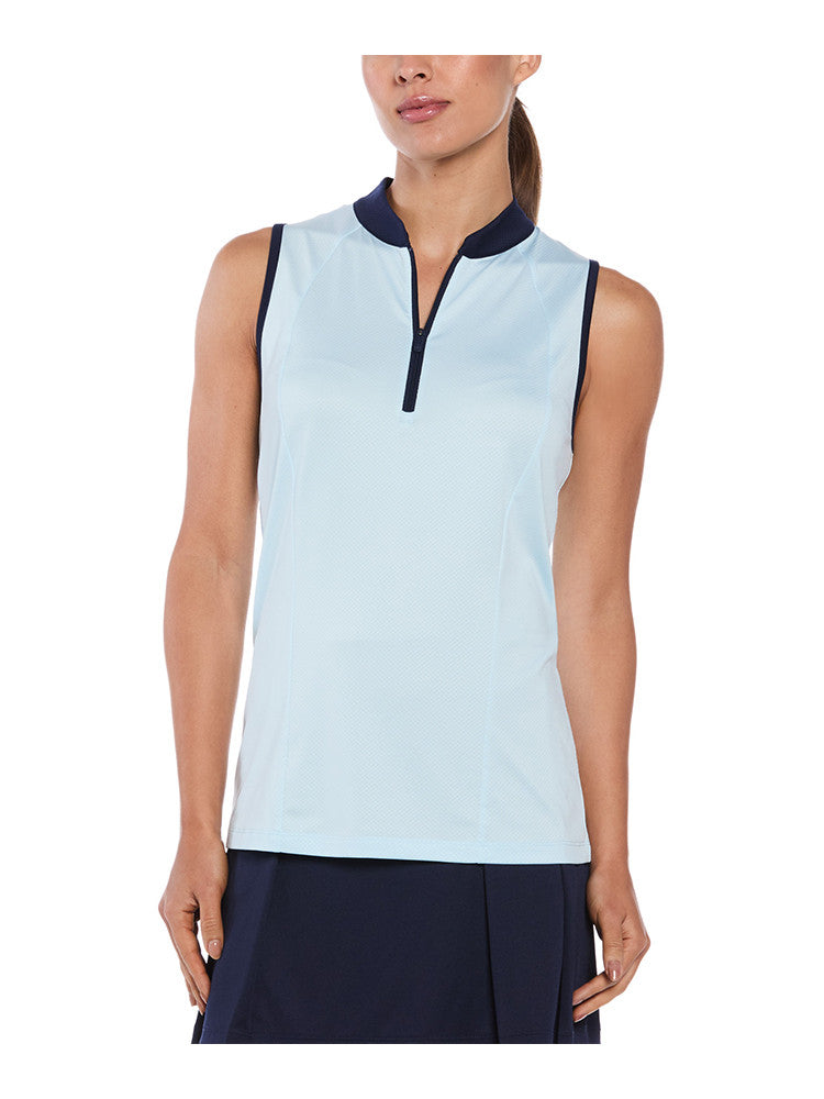 Ben Hogan Women's 1/4-Zip Sleeveless Rib Polo - Cooling Spray