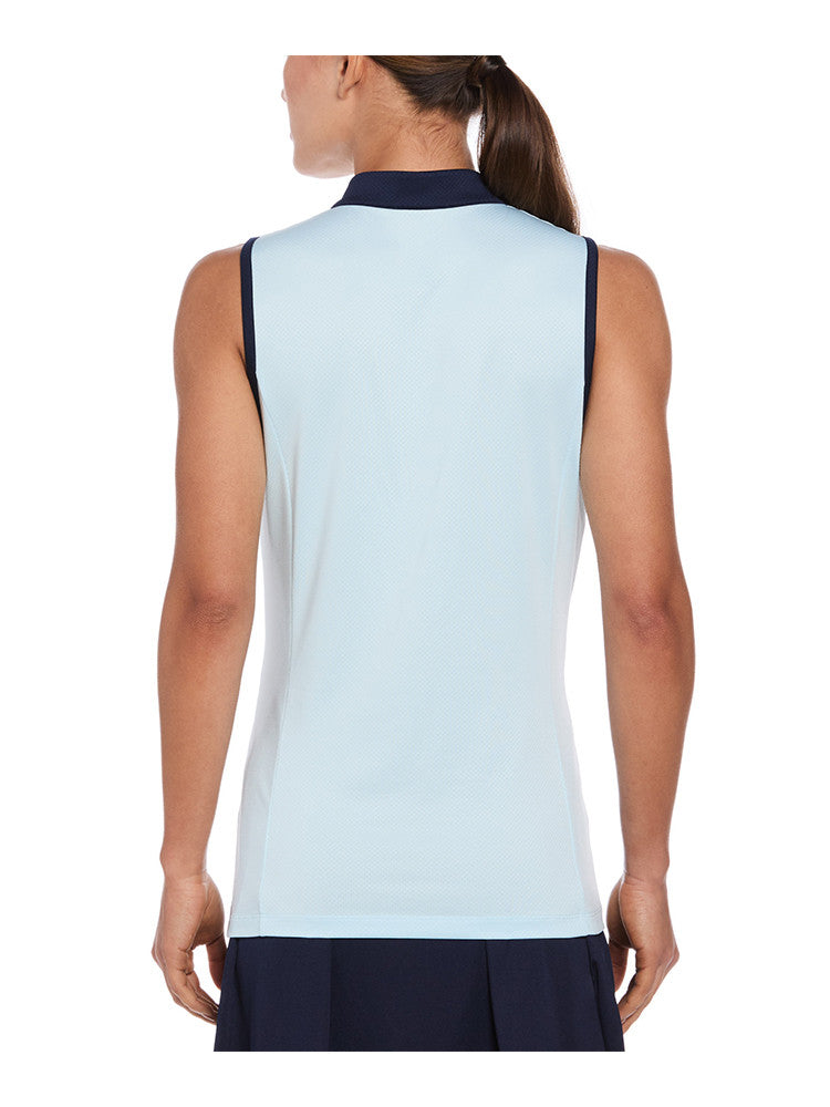 Ben Hogan Women's 1/4-Zip Sleeveless Rib Polo - Cooling Spray