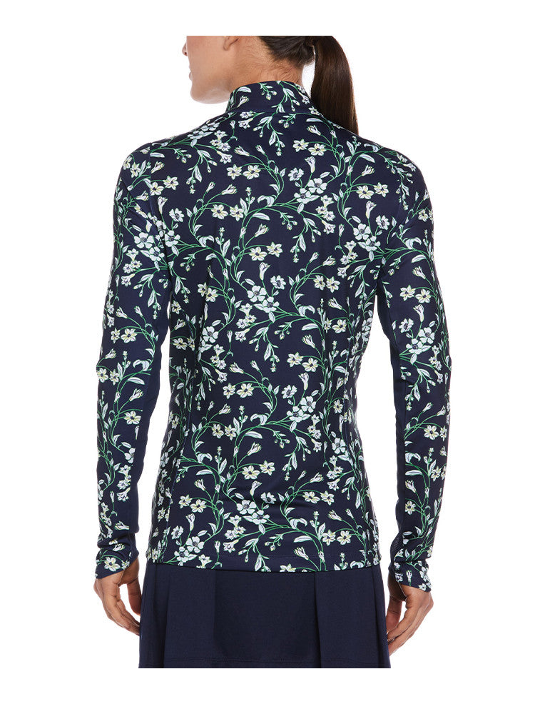 Ben Hogan Women's Nouveau Floral Printed Sun Protection Top - Peacoat