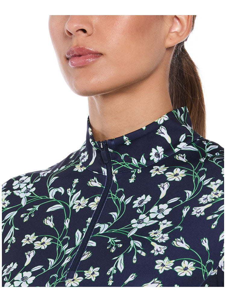 Ben Hogan Women's Nouveau Floral Printed Sun Protection Top - Peacoat