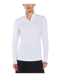 Ben Hogan Women's Solid Mock Neck Sun Protection Top - Bright White