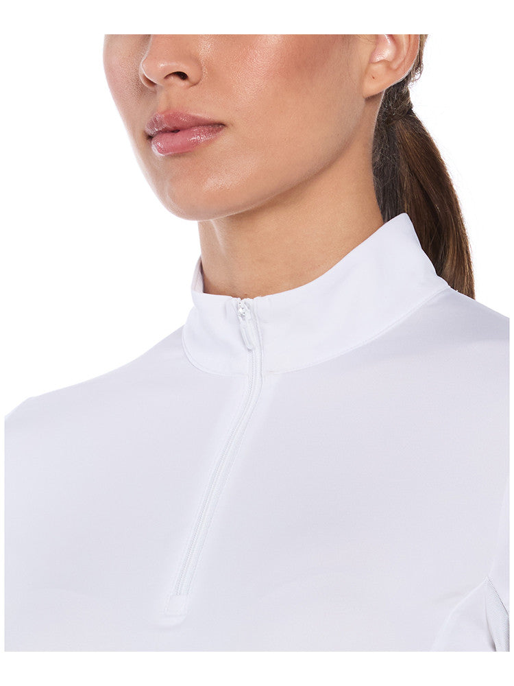 Ben Hogan Women's Solid Mock Neck Sun Protection Top - Bright White