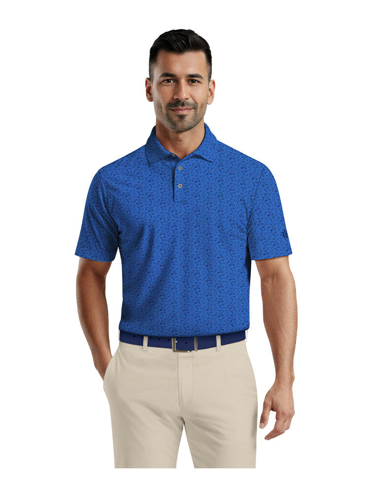 Ben Hogan Cart Printed Polo - French Blue