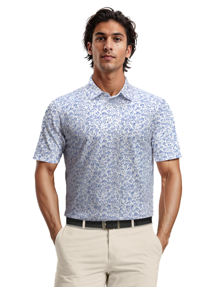 Ben Hogan Confetti Print Polo Shirt - Bright White