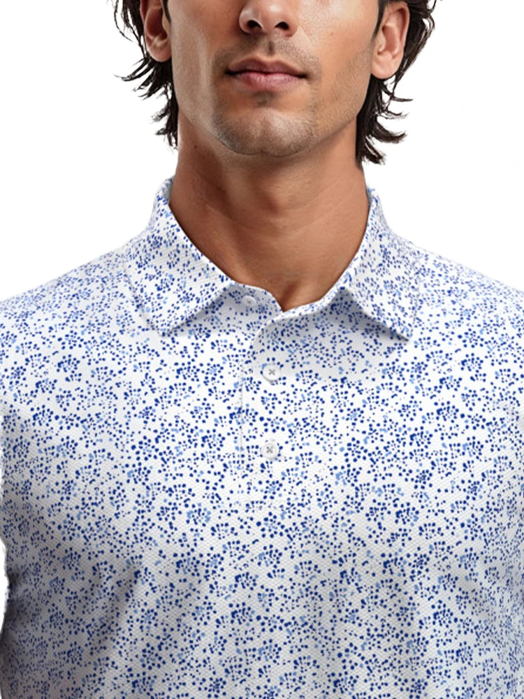 Ben Hogan Confetti Print Polo Shirt - Bright White