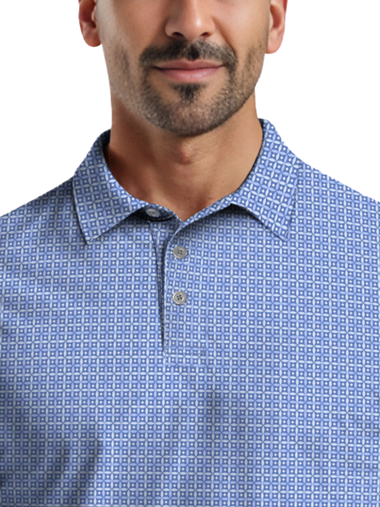 Ben Hogan Mini Geo Print Polo Shirt - Bright Cobalt
