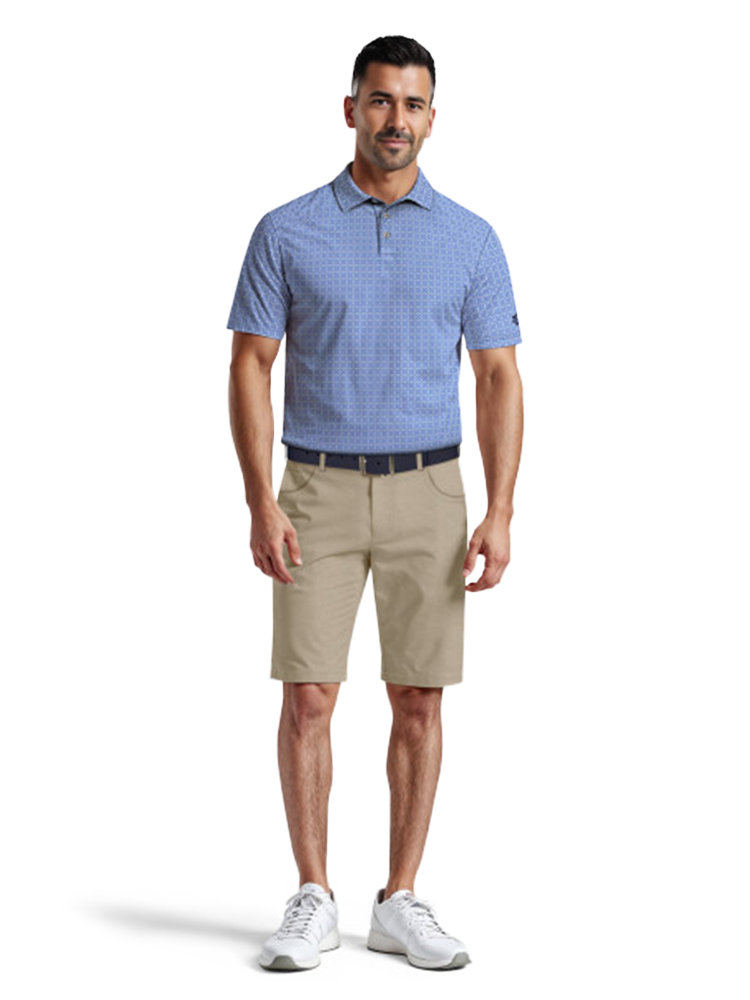 Ben Hogan Mini Geo Print Polo Shirt - Bright Cobalt