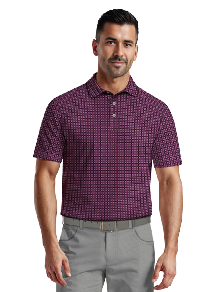 Ben Hogan Mini Geo Print Polo Shirt - Phlox