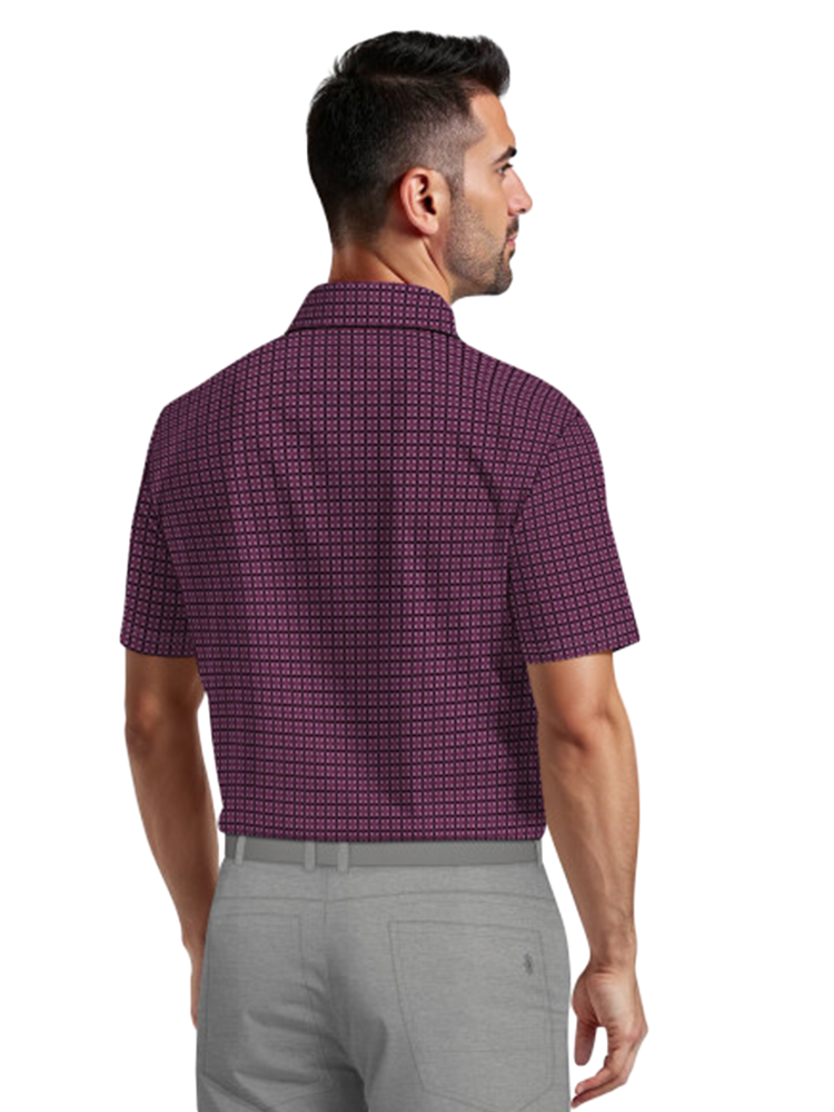 Ben Hogan Mini Geo Print Polo Shirt - Phlox