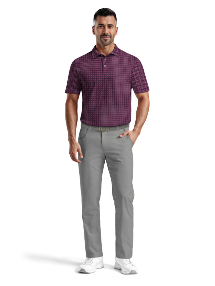 Ben Hogan Mini Geo Print Polo Shirt - Phlox