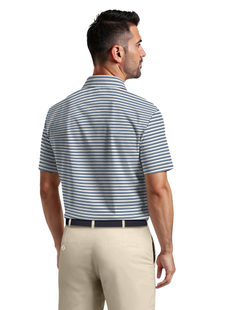 Ben Hogan Printed Birdseye Stripe Polo Shirt - Bright White