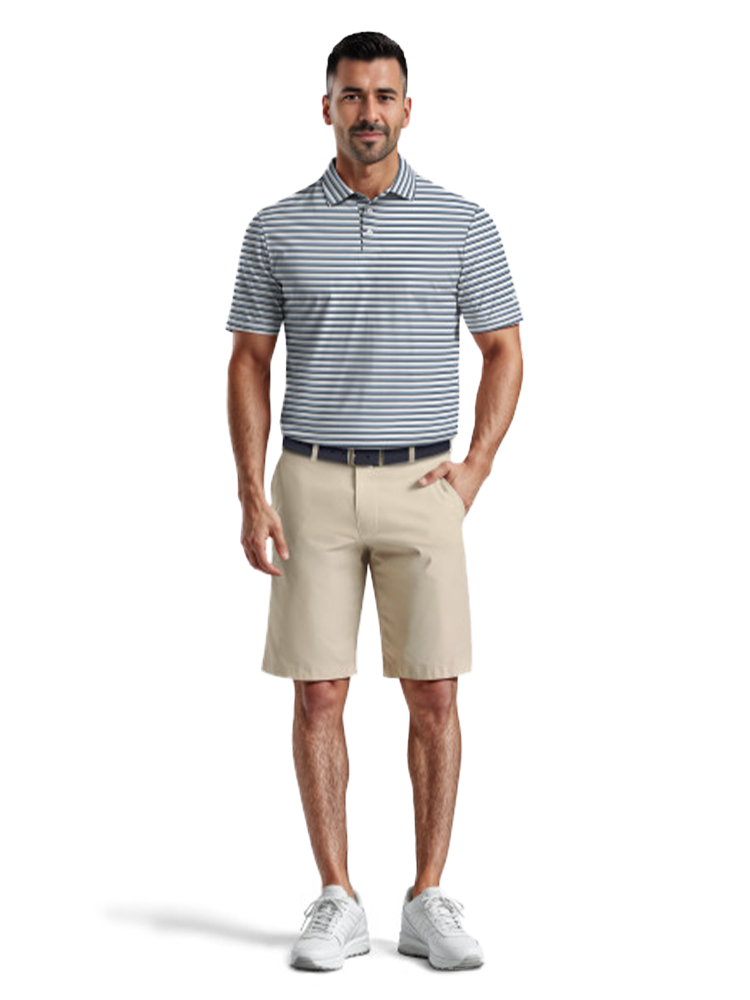 Ben Hogan Printed Birdseye Stripe Polo Shirt - Bright White