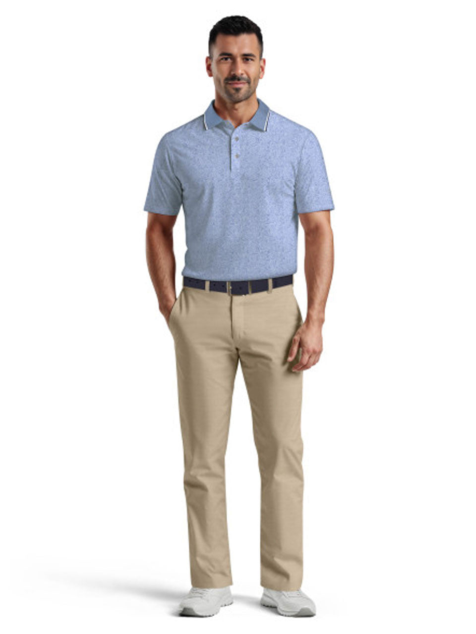 Ben Hogan Textured Botanical Polo Shirt - Ashleigh Blue