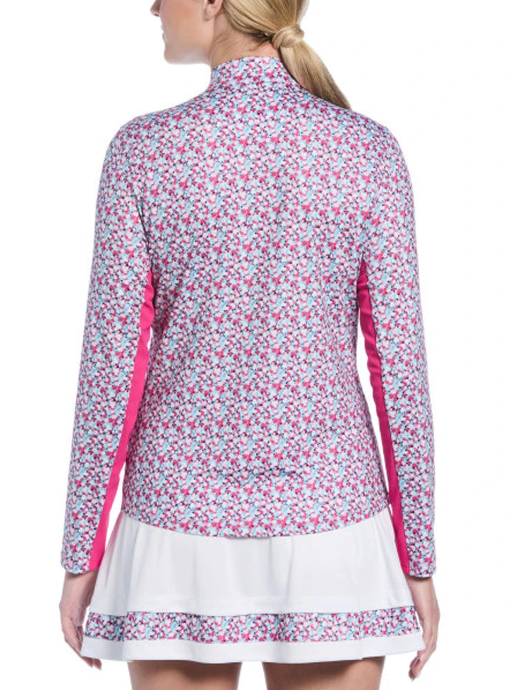 Ben Hogan Women's Floral Sun Protection Long Sleeve Top - Fuchsia Purple