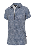 Birdee Sport Women's Cabretta Zipper Short Sleeve Top - Navy