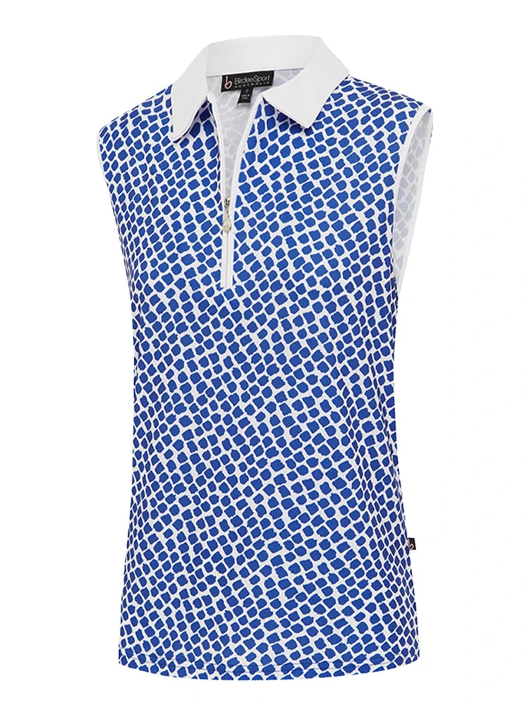Birdee Sport Women's Santorini Ambrosia Zipper Sleeveless Top - Cobalt/White