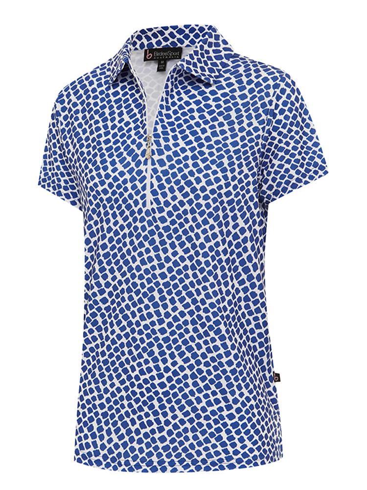 Birdee Sport Women's Santorini Zipper Short Sleeve Top - Cobalt