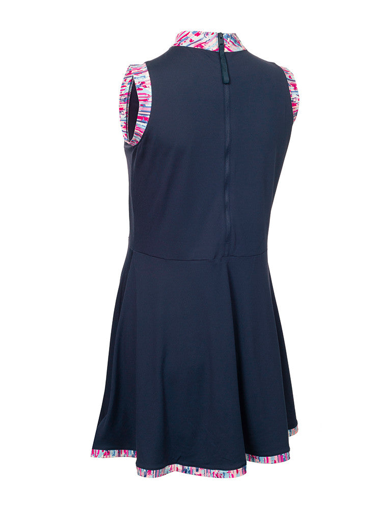 Calvin Klein Womens Carmen Mock Neck Dress - Navy
