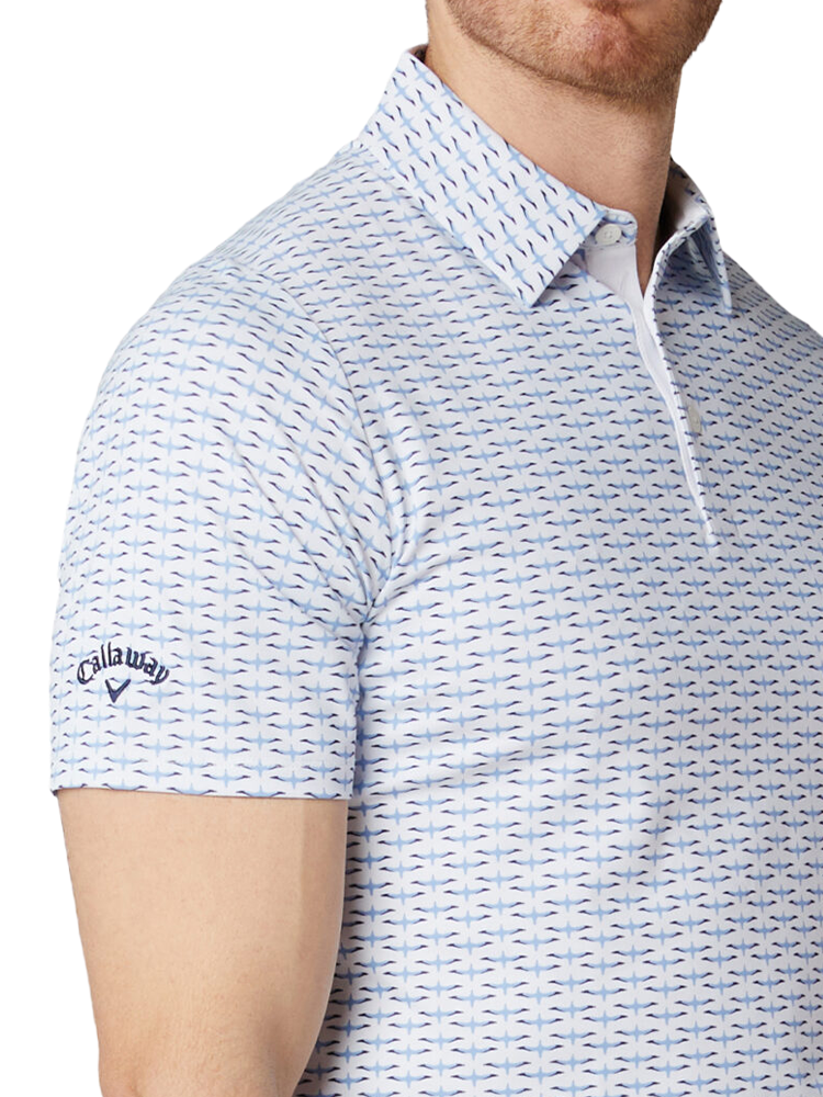 Callaway Albatross Geo Print Polo - Bright White