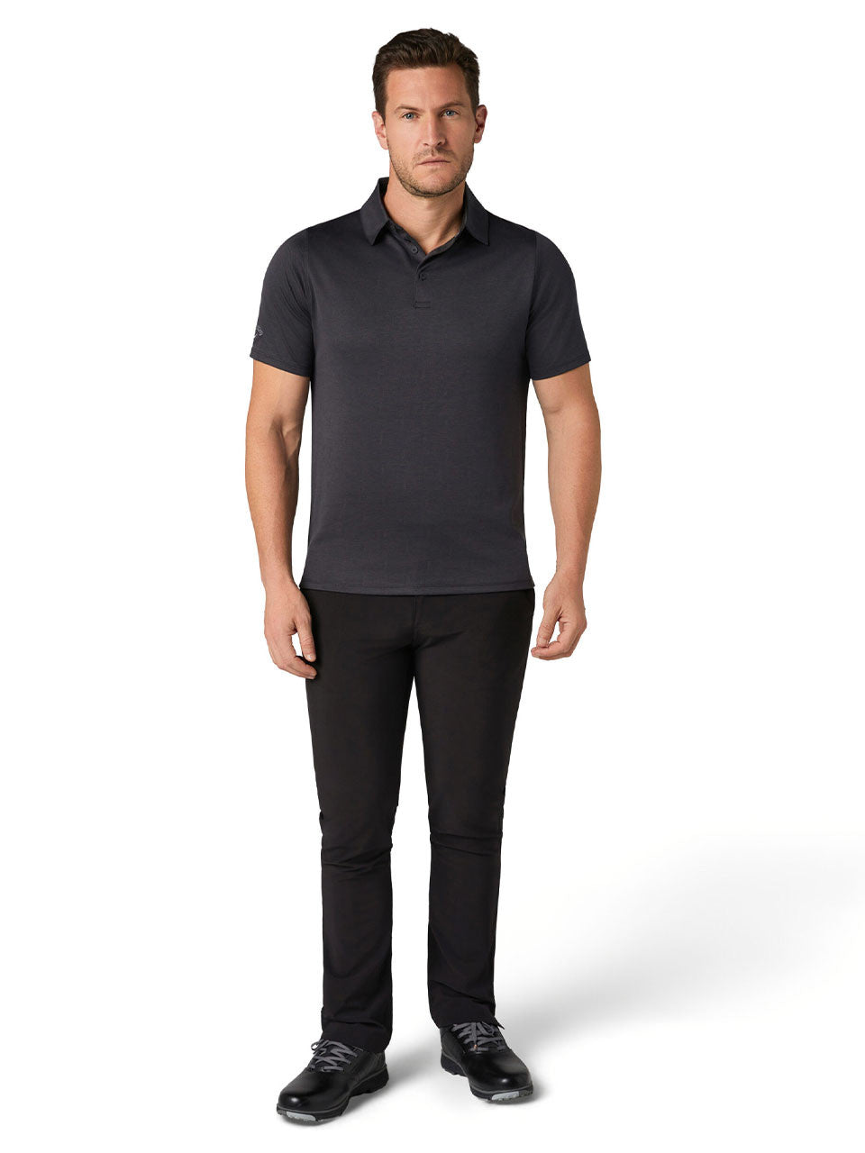 Callaway Chev Twill Jacquard Polo - Caviar