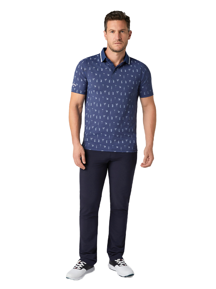 Callaway Geo Cocktail Print Polo - Peacoat