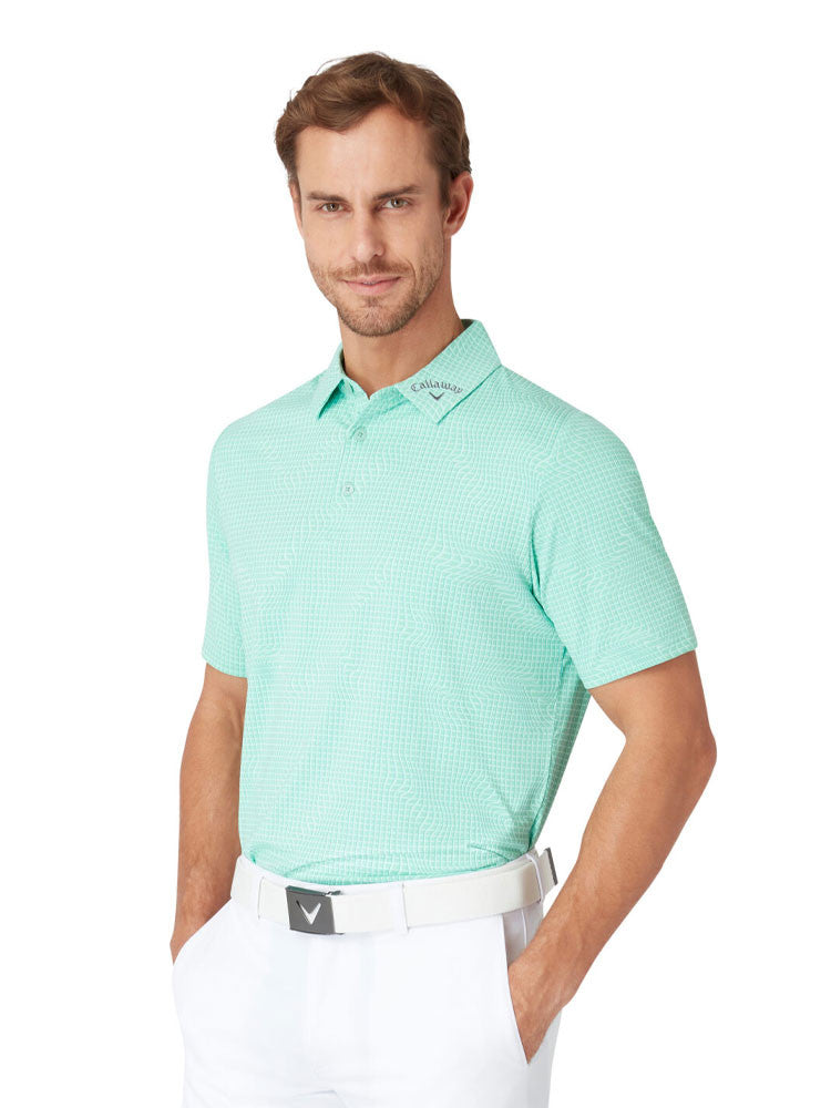 Callaway Gingham Print Polo - Neptune Green