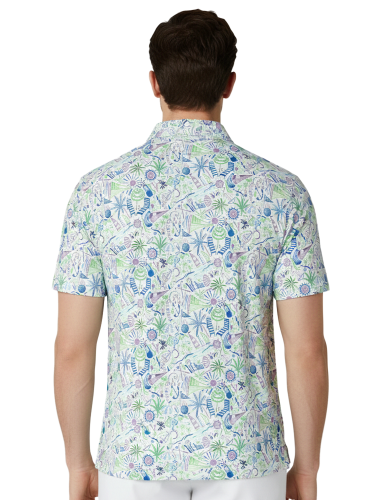 Callaway Nautical Conversational Print Polo - Bright White
