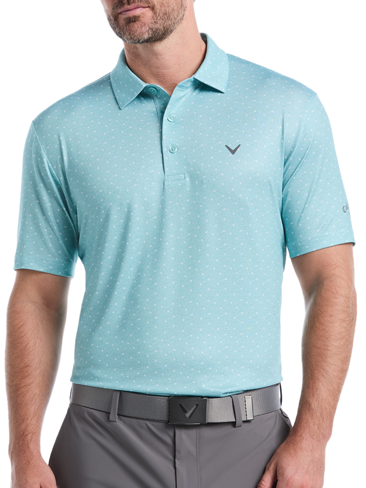 Callaway Pro Spin All Over Chev Printed Polo (Relaxed Fit) - Aquifer