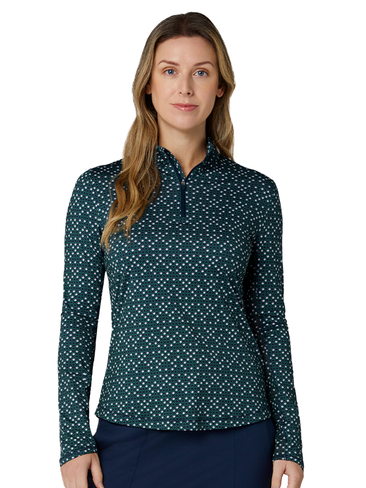 Callaway Women's Framing Geo Long Sleeve Sun Protection Top - Peacoat