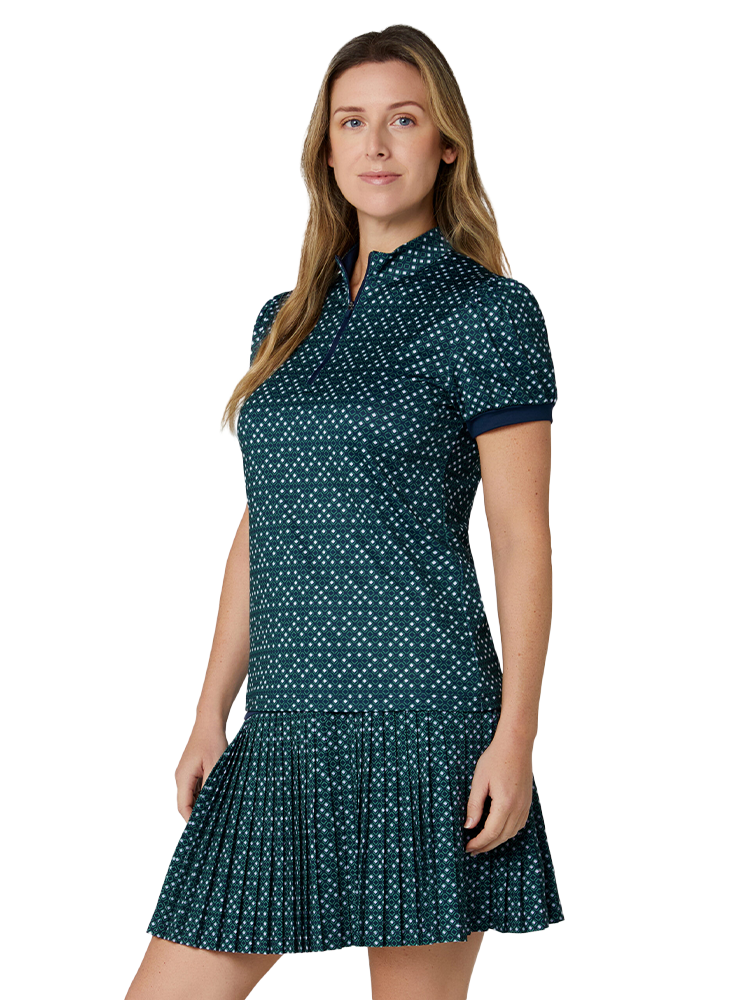 Callaway Women's Framing Geo Short Sleeve Polo - Peacoat