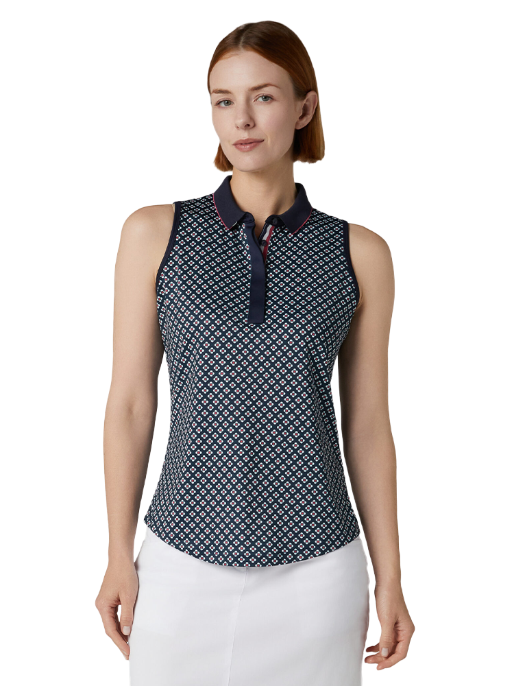 Callaway Women's Mini Geo Floral Sleeveless Top - Peacoat