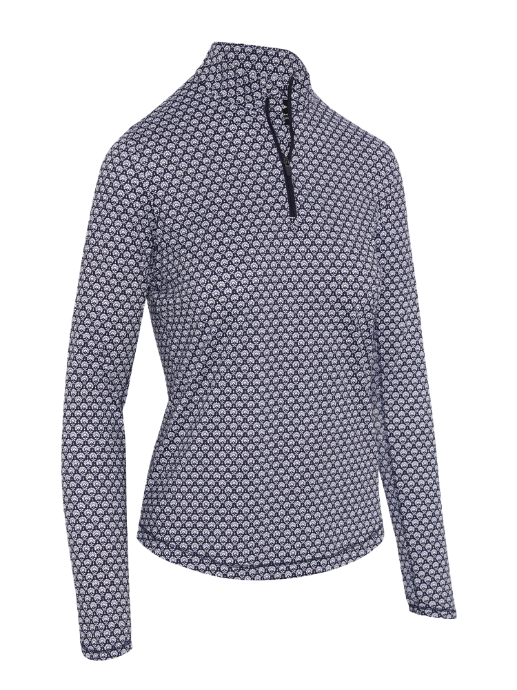 Callaway Women's Scarf Geo Long Sleeve Sun Protection Top - Peacoat