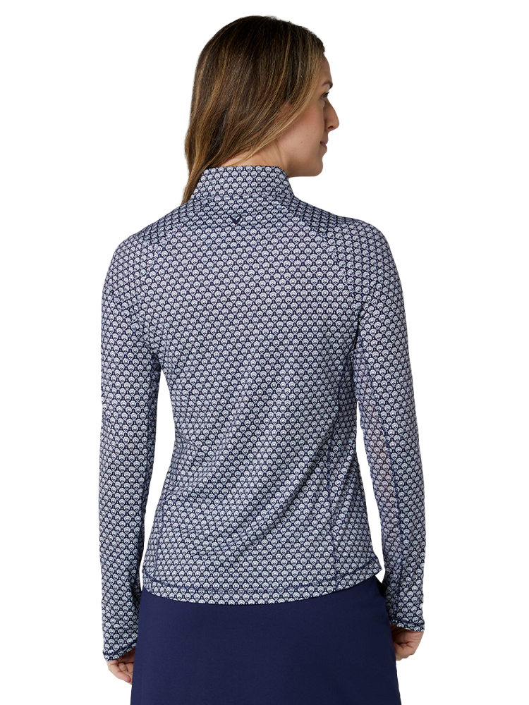 Callaway Women's Scarf Geo Long Sleeve Sun Protection Top - Peacoat
