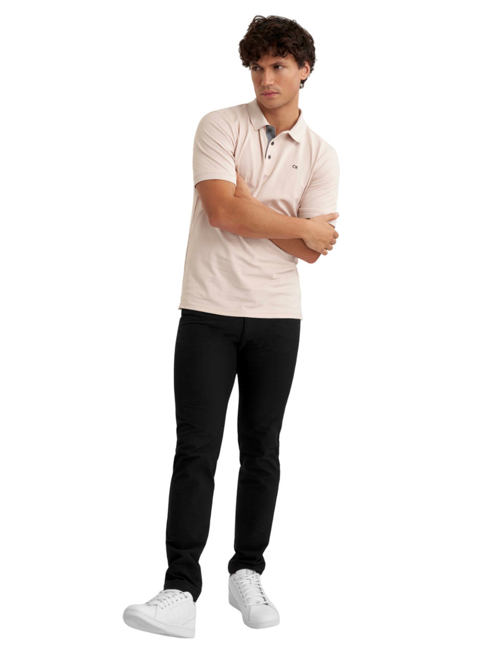 Calvin Klein Cotton Blend Quad Polo - Stone
