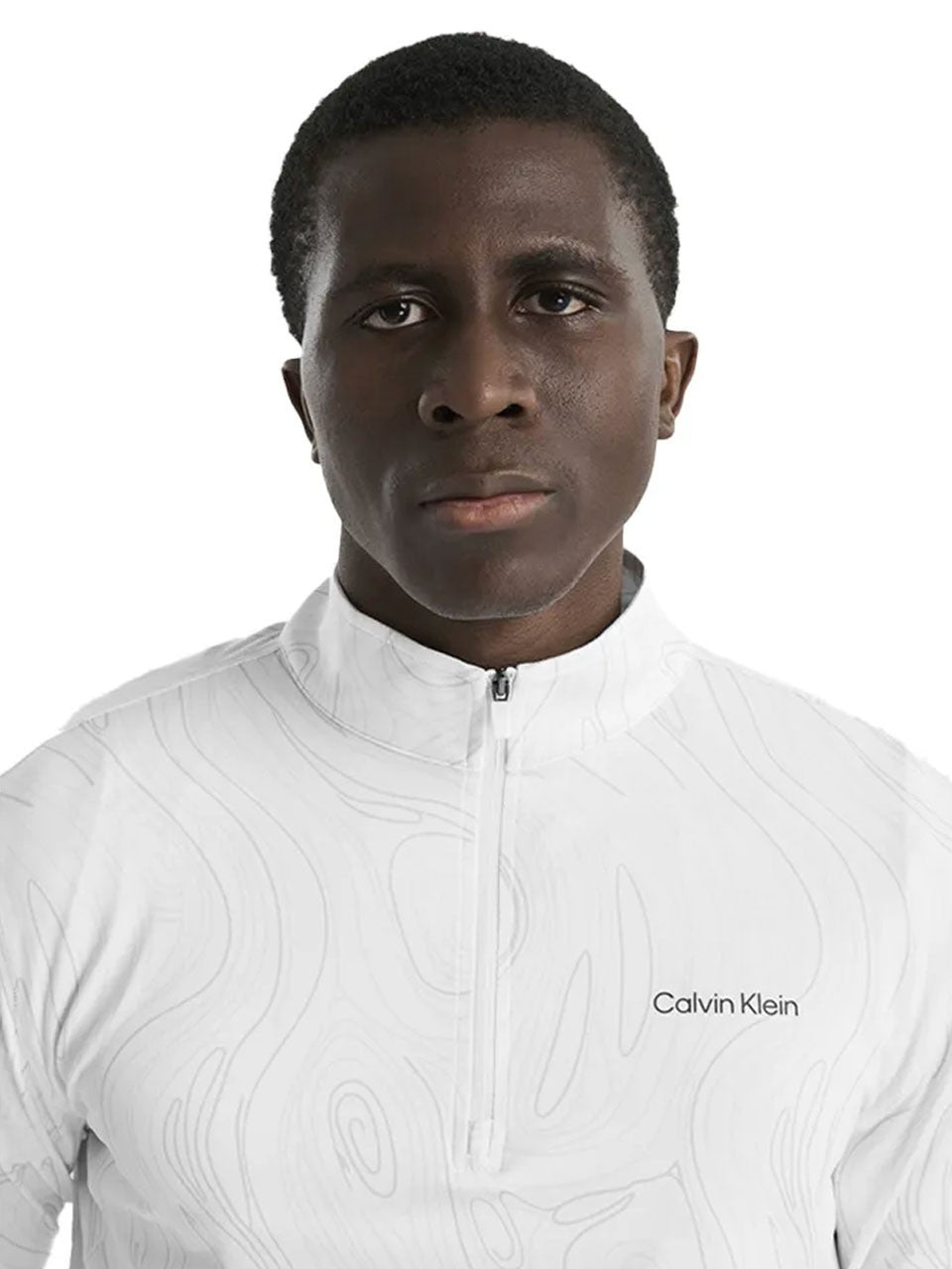 Calvin Klein Printed Newport Half Zip - White Marble