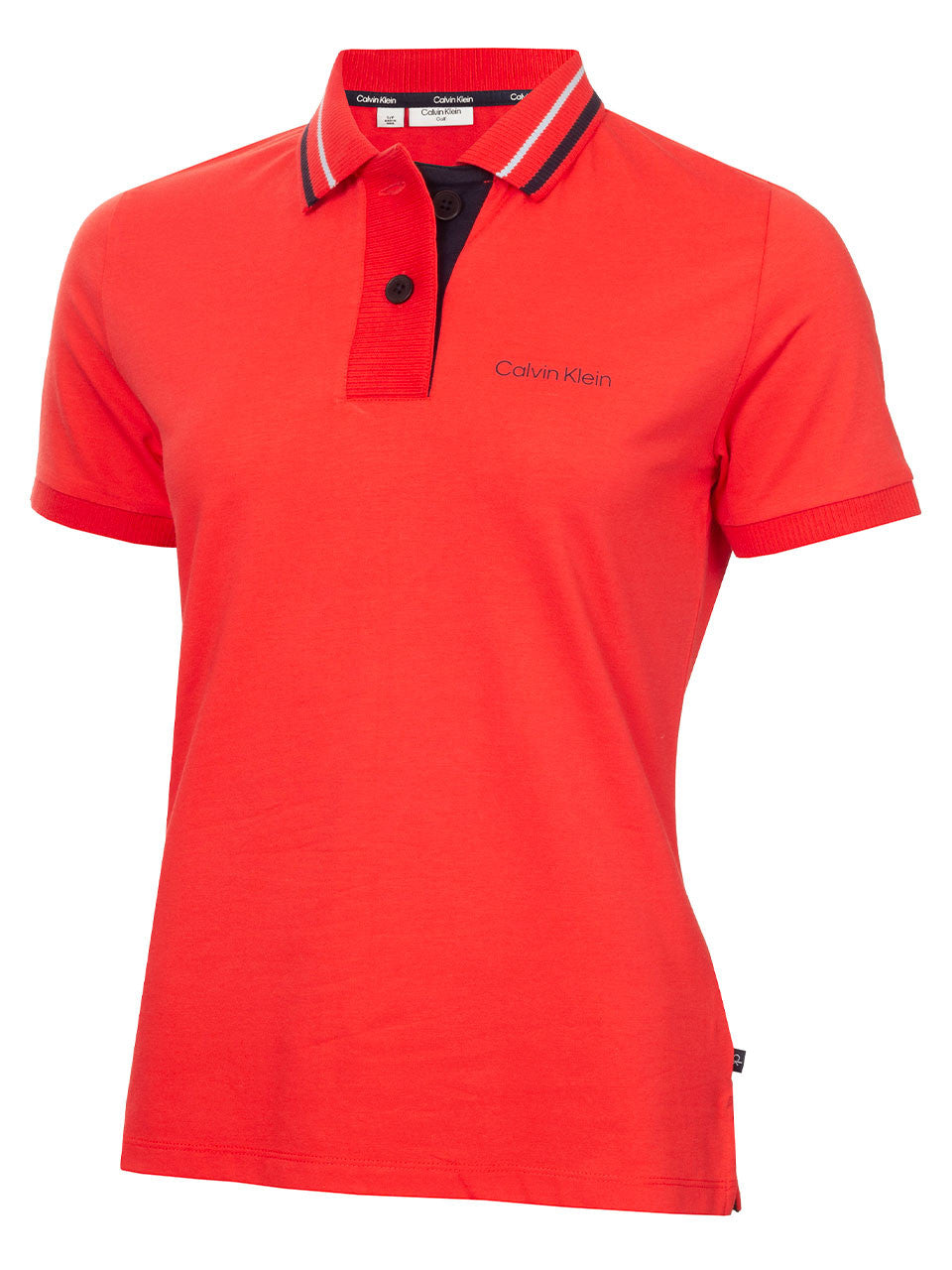 Calvin Klein Womens Alina Short Sleeve Polo - Coral Red