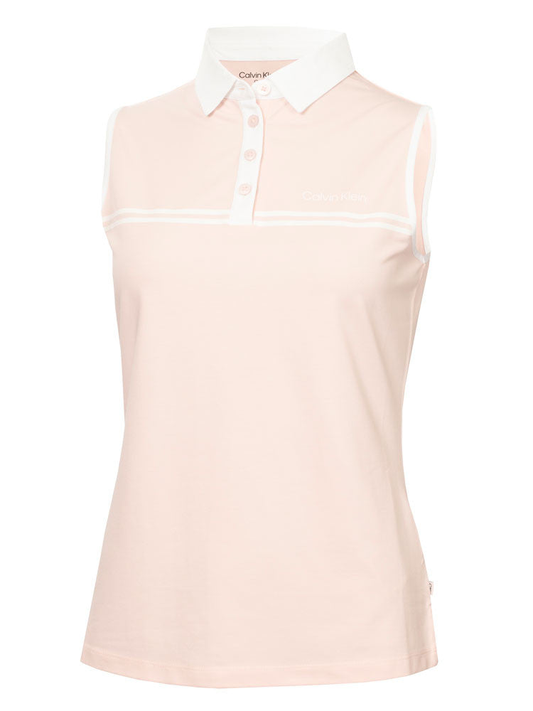 Calvin Klein Womens Bellevue Sleeveless Polo Shirt - Shell Pink