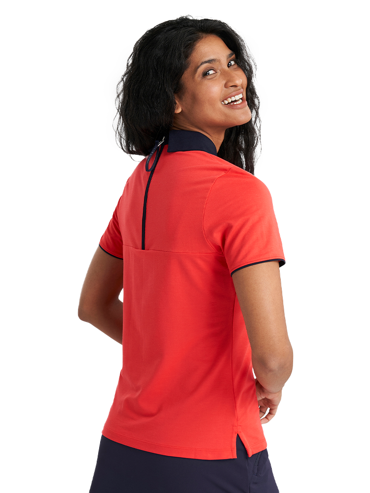 Calvin Klein Womens Brooke Short Sleeve Polo - Coral Red