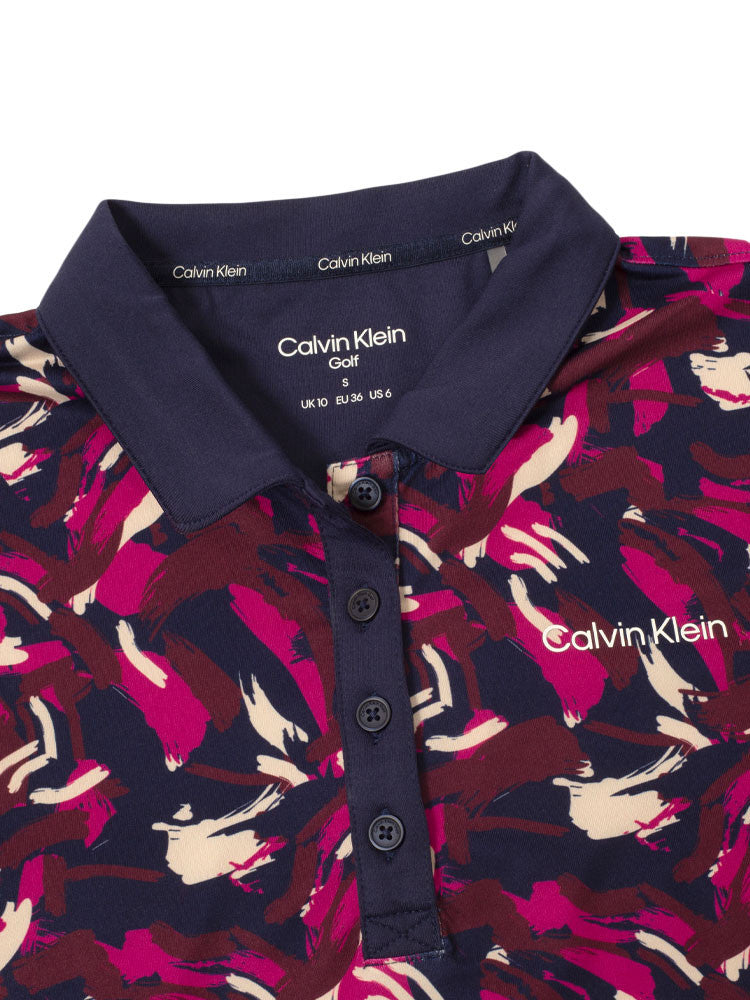 Calvin Klein Womens Brushstroke Printed Polo - Brushstroke Print